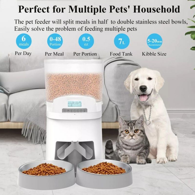 Automatic Two Way Cat Dog Feeder with 7L Large Capacity for Pets Feeder