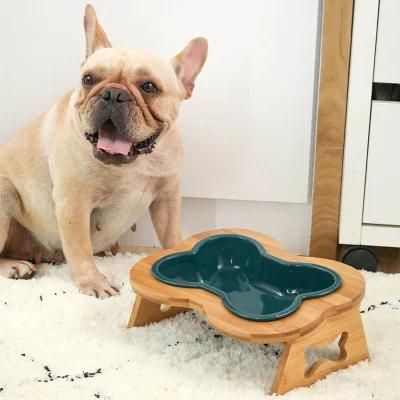 Ceramic Oblique Mouth Pet Bowls Raised Pet Bowl for Cats and Small Dogs with Stand Food Bowl High-Footed Pet Bowls