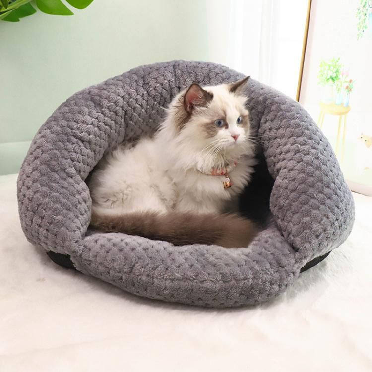 Wholesale Luxury Soft Round Washable Calming Plush Pet Donut Dog Bed Cat Nest Kennel Cave Winter Warm Sleep Donut Cat Bed