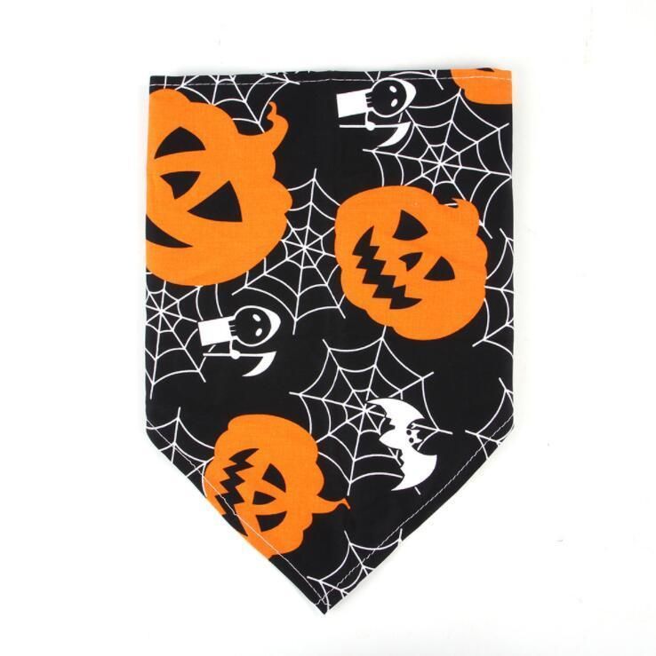 Halloween Triangle Pet Scarf Pumpkin Ghost Pets Bibs Accessories Dog Bandanas