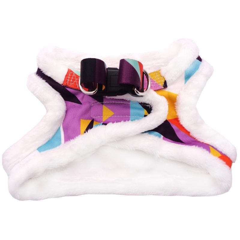 Winter New Plush Pet Dog Harness and Leash, Warm Harness, Cute and Colorful