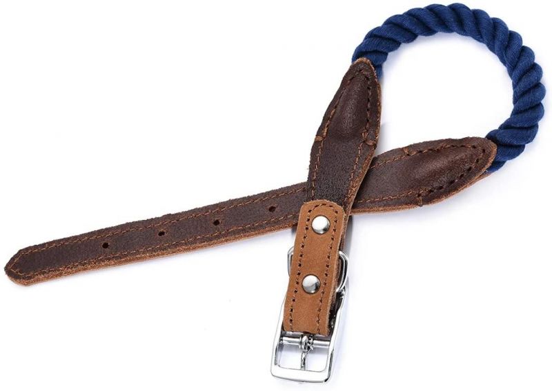Luxury Leather Cotton Rope Dog Collar