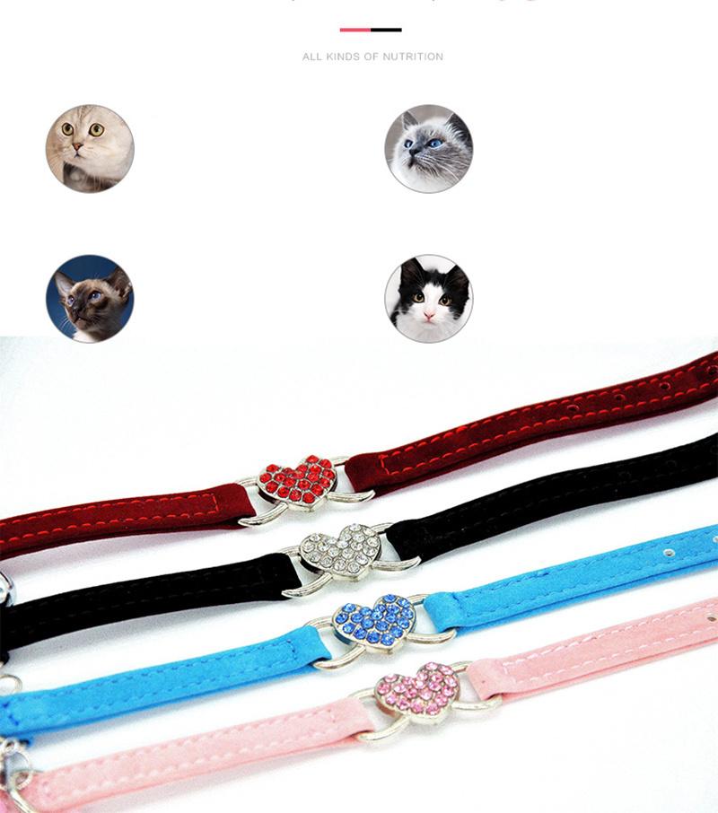 Adjustable Heart Shape Pet Dog Collar Bell Nylon DOT Necklace for Dog Cat Soft Pet Neck Chain