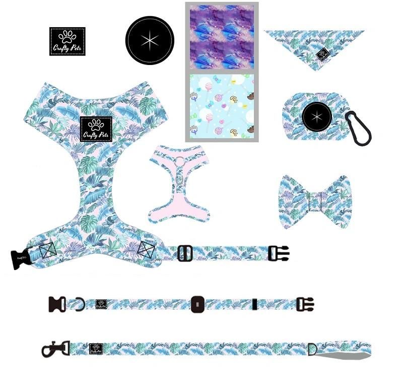 Pet Accessories Print Reflective Reversible Quick Release Padded Polyester Pattern Dog Harness Set/OEM/ODM Personalized