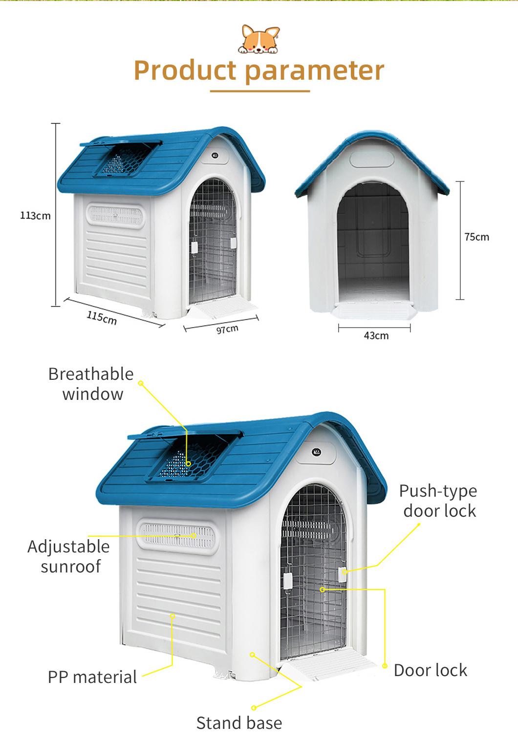 Hot Sale Customized Large Plastic Dog House Kennel with Air Vents for Outdoor Fit Choice Elevated Wholesale Pet Kennel Prefab House Outdoor