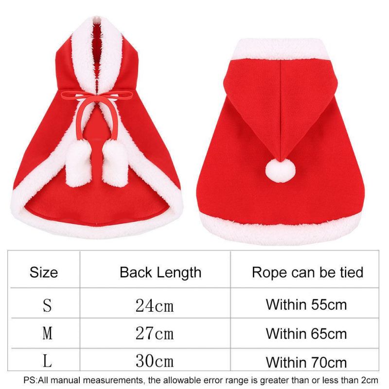 Holiday Dress up Apparel Party Supplies Pet Dog Cat Red Hat Dog Cloth/ Christmas Santa Hats Cloak, Plush for Dogs Fleece Novelty