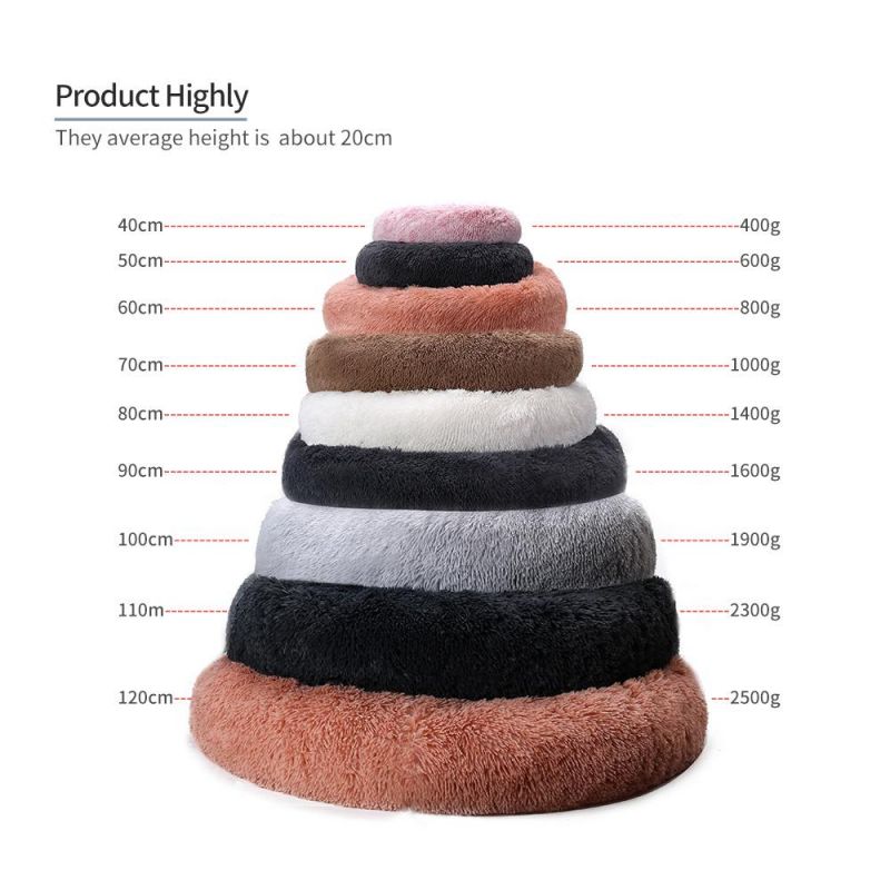 Long Faux Fur Pet Bed Comfortable Waterproof Plush Donut Round Dog Bed Dropshipping Soft Washable Cat Bed Removable Pet Cushion