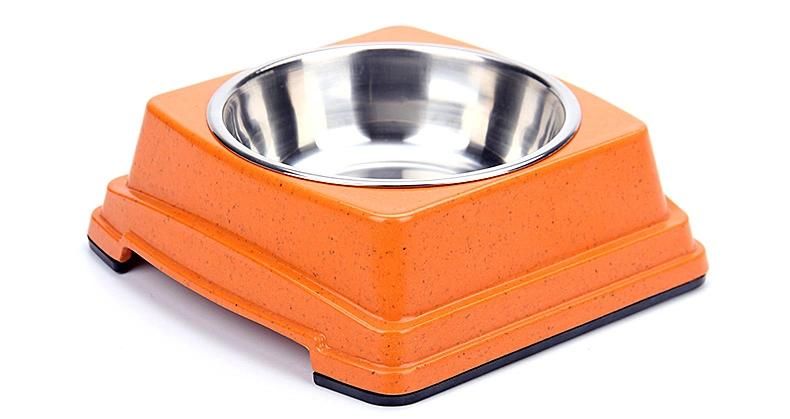 Good Quality Wholesale Hot Selling Bamboo Stainless Steel Dog Puppy Feeding Food Bowl