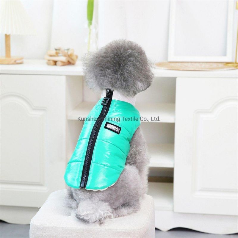 Nylon Fabric with Bright PU Caoting Dog Waterproof Winter Coat Pet Shiny Clothes