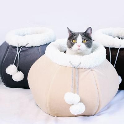 Custom Personalized Winter Warm Luxury Large Small Round Cave Sofa Fluffy Soft Cat Bed