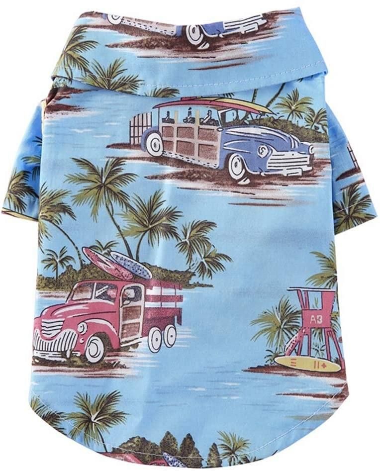 Beach Coconut Tree Print Dog Shirt Summer Camp Shirt Clothes for Dogs