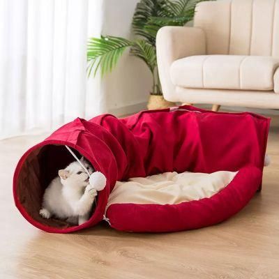 Factory Wholesale Luxury Durable 2 Hole Tunnel Cat Bed