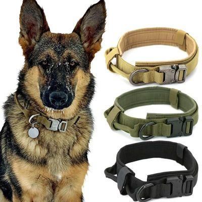 Heavy Duty Multiple Colour Pet Training Quick Release Metal Buckle Padded Tactical Dog Collar with Handle