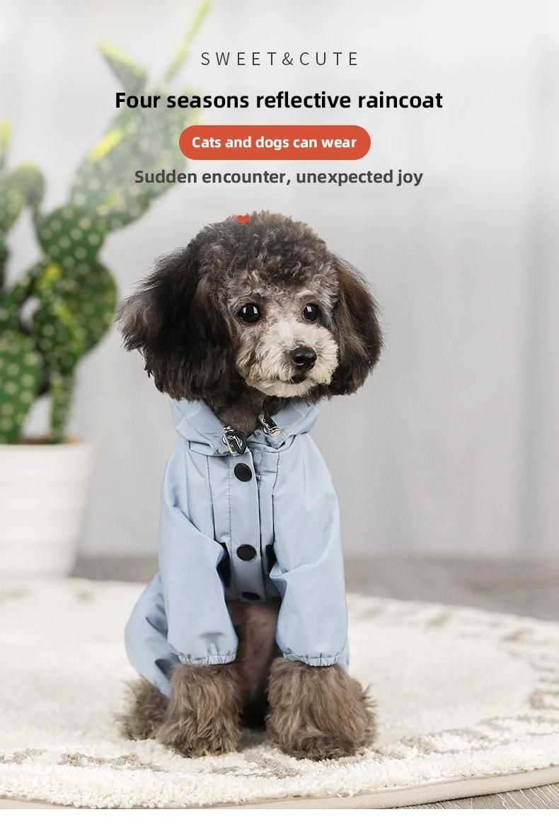 Windproof and Waterproof Pet Raining Jacket Portable Large Dog Raincoat Reflective Large Dog Clothes Hoodie Pet Dog Raincoat
