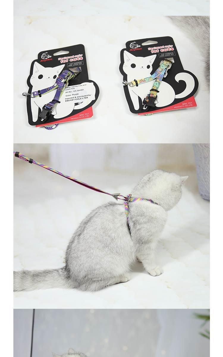 Cozy Adjustable Customized Nylon for Cats Rabbit Kitten Kedi Harness Leash Set