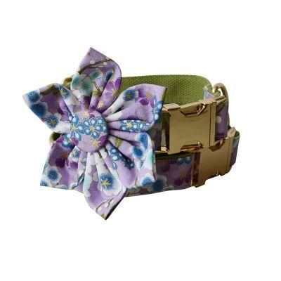 Japanese Style Floral Dog Bow Tie Dog Collar Leash