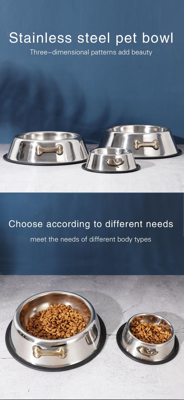 Wholesale Nonslip Dog Bowl/Pet Bowl /Cat Bowl with Rubber Base Stainless Steel Pet Food Drinking Bowl Dish