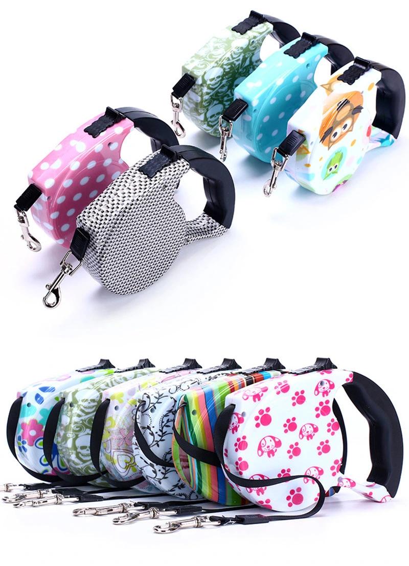 Automatic Telescopic Traction Rope Dog Chain Cute Leash Flower DOT Footprint Puppy Pet Dog Chain