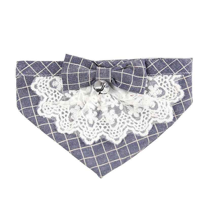 Sweet Plain Pattern Lace Bow Knot Pet Bibs Triangle Shape Cat Tie Collars