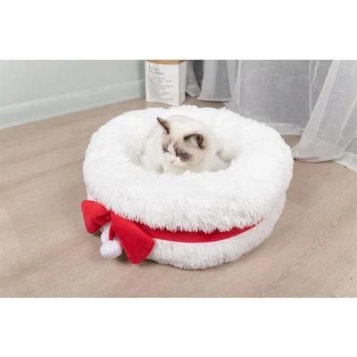 Cute Pet Bed Nest Autumn Winter Warm Christmas Pumpkin Hat Shape Sleeping Bag Dog Cat Cave Puppy Bed