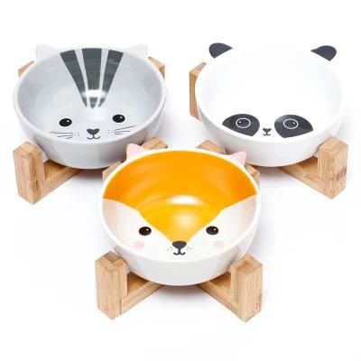Ceramic Cat Bowls, Cat Food and Water Bowl Set, Cute Whisker-Friendly Pet Dish for Indoor Cats and Kitten