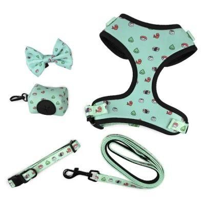 Free Design Pet Supplies Custom Pattern Pet Lovely Dog Harness Bow Tie and Leash Set