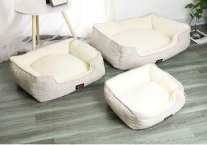Wholesale Pet Products Plaid Square Chenille Luxuriating Pet Bed Portable Cat House Dog Bed