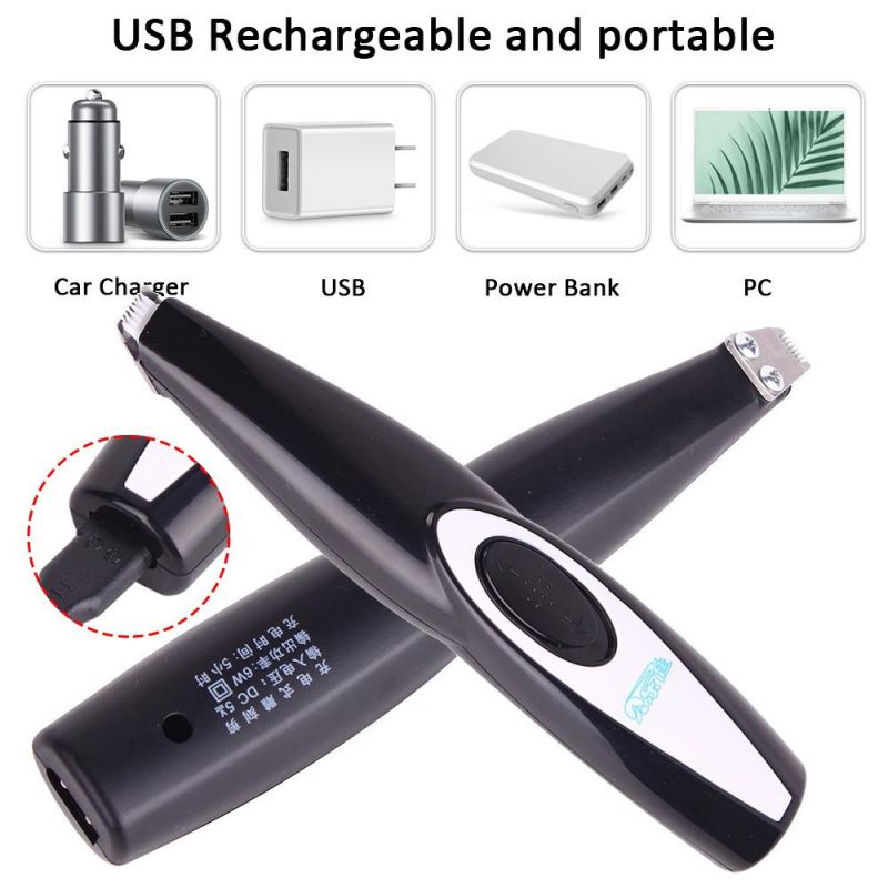 Professional USB Rechargeable Pet Cat Foot Hair Trimmer Dog Growing Clipper for Foot Butt Ear Eyes