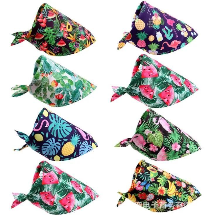 Flamingo Fruit Hawaii Pattern Cooling Summer Triangle Scarfs Dog Bandana for Pet Puppy