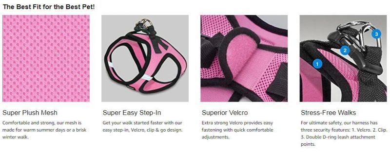 No-Pull Padded Vest Mesh Dog Harness for Outdoor Walking, Hiking