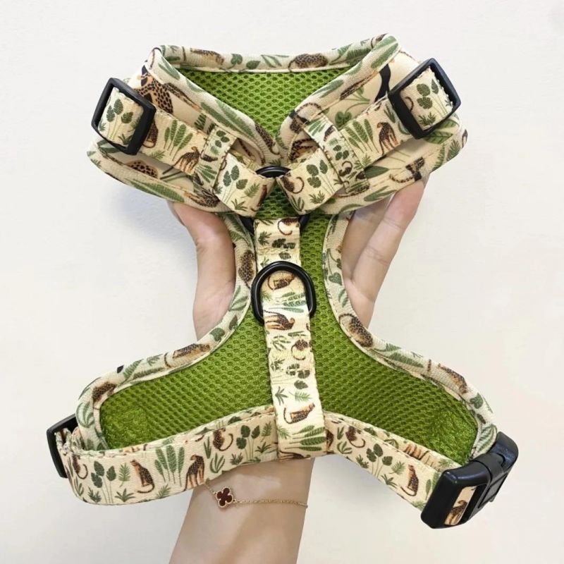 Custom New Design Cute and Safe Reversible Wear Comfort Neoprene Fabric Pet Dog Harness with Matching Collar Leash