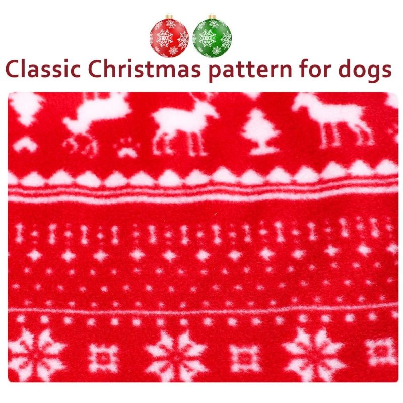 Classic Christmas Pattern Reversible Wear Pet Polar Fleece Jacket Dog Winter Warm Outwear Dog Adjustable Freely Fleece Clothes