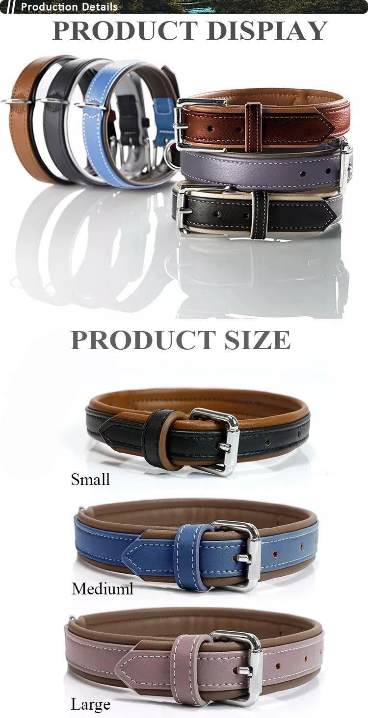 Wear-Resistant Dog Leather Leash PU Leather Dog Collar Pet Collars