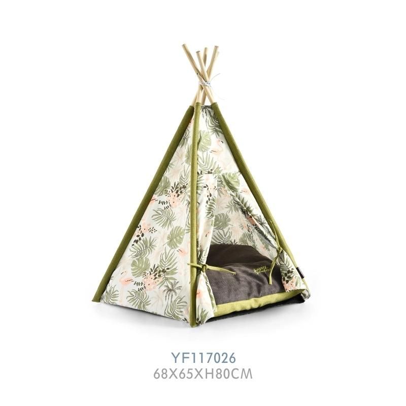 Happy Spring Yarn-Dyed Pet Bed Teepee Tent House Dog Tent
