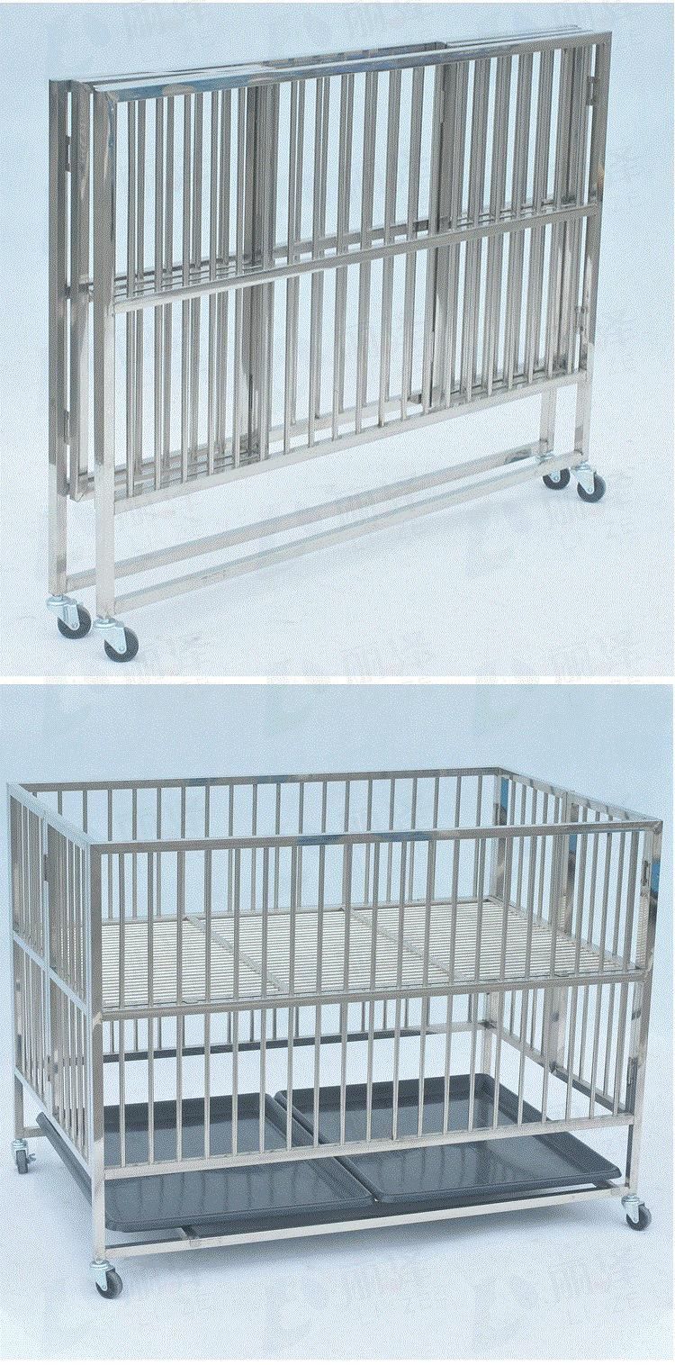 Wholesales Strong Stainless Steel Foldable Dog Crate with Wheels