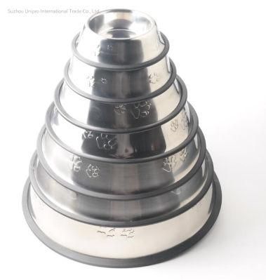 8oz to 96oz Embossed Non-Slip Stainless Steel Pet Bowl