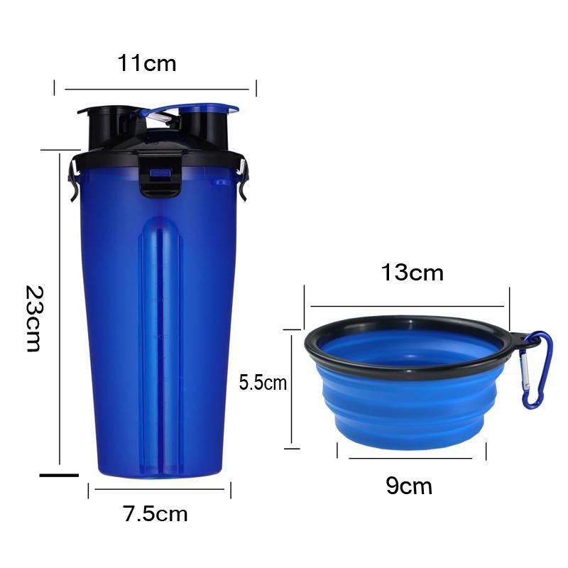 2 in 1 Pet Feeder Dog Water Bottle Folding Silicone Bowl