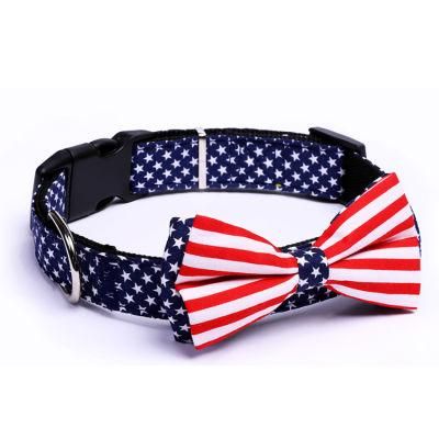 Personalized Dog Accessories Colorful Design Nylon Dog Collar with Bowtie for Pet