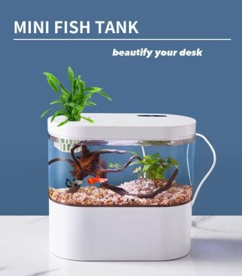 1-Gallon Mini Desktop Aquarium Kit Safe Acrylic White