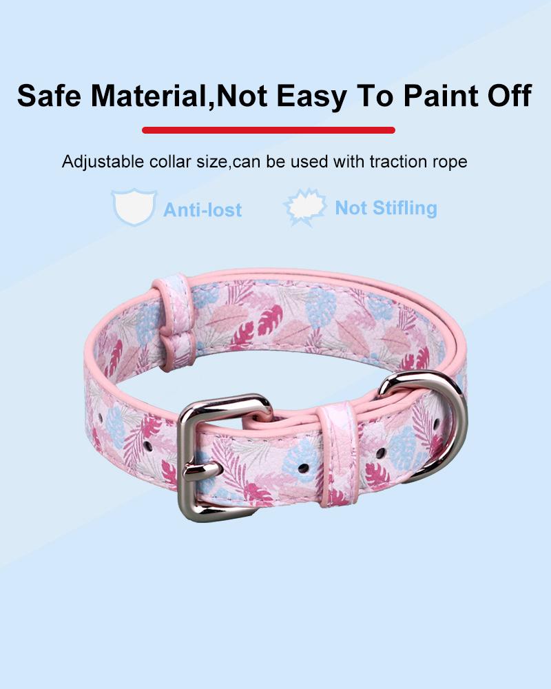 High Quality Durable Reflective Comfortable PU Leather Pet Dog Collar Leash