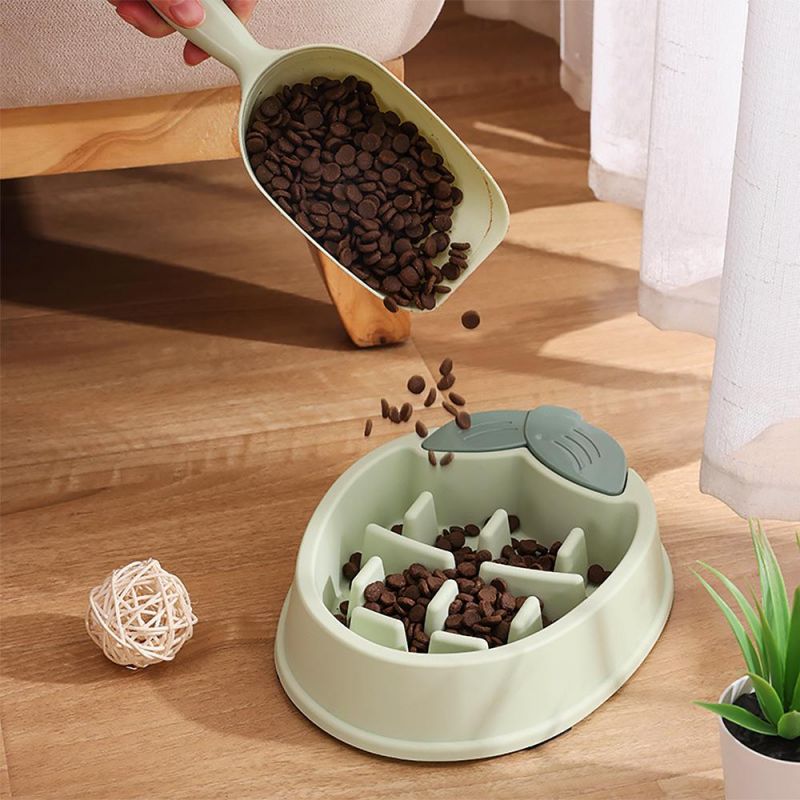 Plastic Pet Slow Food Bowls for Cats and Dogs