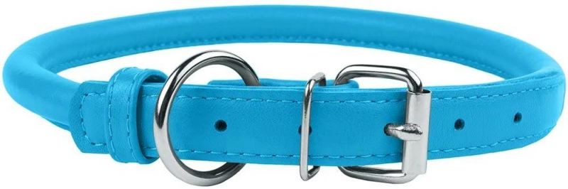Soft Padded Round Puppy Collar Made by Handmade Genuine Leather