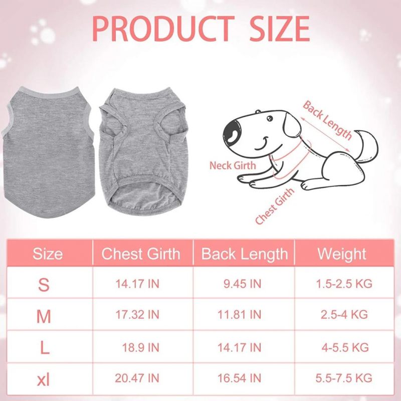 6 Pieces Dog Shirts Pet Puppy Blank Clothes Breathable Dog Plain Shirts Soft Puppy T-Shirts Clothes Outfit for Dogs Cats Puppy