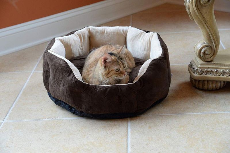 Fluffy Luxe Soft Plush Round Cat & Dog Bed Covered Cat Beds