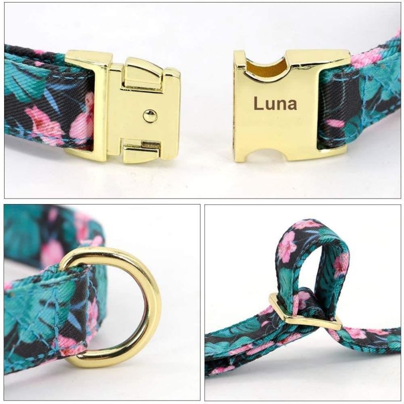 Custom Floral Pattern Engraved Pet Collars
