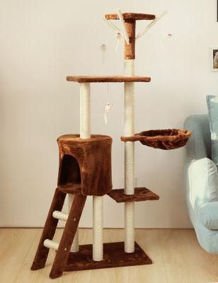 Cat Pet House Post Tree Scratcher Toy with Cat Sleeping House