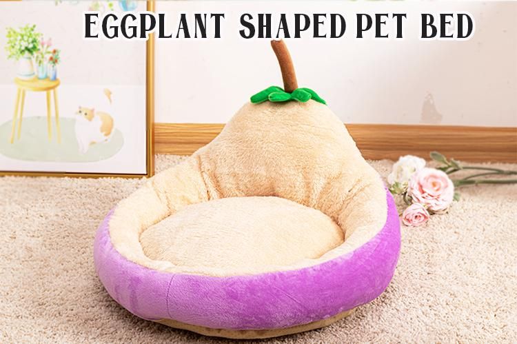 Factory Wholesale Open Type Cartoon Pear Fruit Shape Pet Bed Soft Cat Bed Open Type Pet Bed