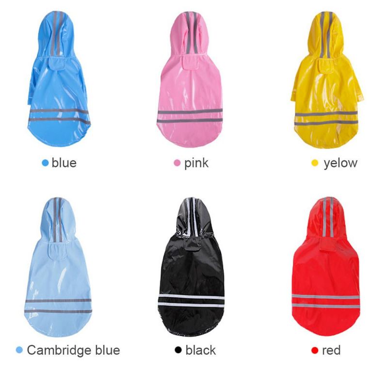Pet Small Dog Raincoat PU Reflective Waterproof Clothes Hooded Rainwear