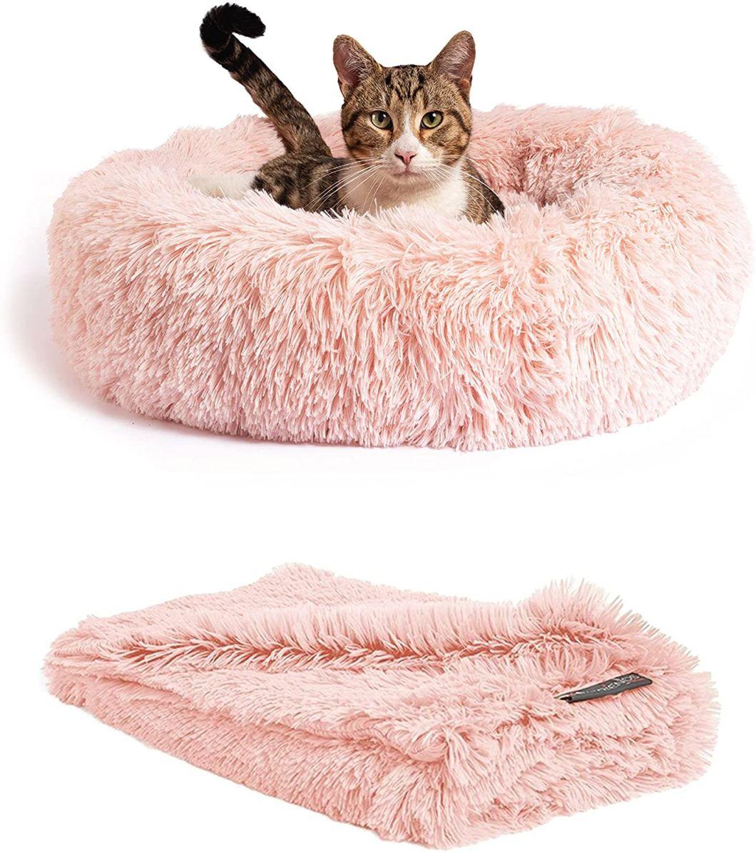 Original Calming Donut Soft Fabric Cat Dog House Durable Luxury Pet Bed for Winter