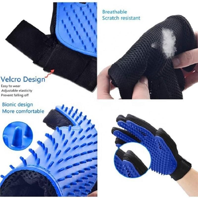 Pet Hair Remover Glove Silicone Blue Pet Gloves Left and Right